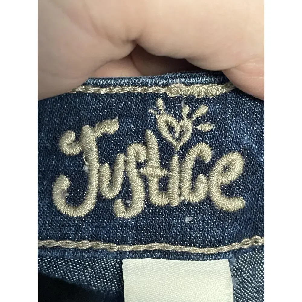 Justice Jeans‎ Girls 8 Dark Wash Simply Low Super Skinny Rhinestone Embellished